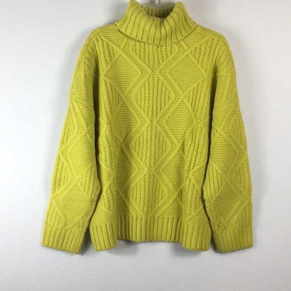 Caslon Chunky Cable Knit Yellow Citron Turtleneck Sweater - Picture 2 of 5